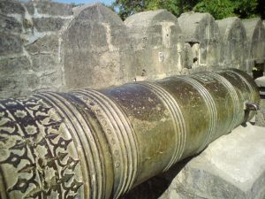 An old cannon within the fort